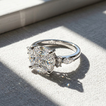 925 Silver 4-Prong Band Ring | Moissanite or CZ
