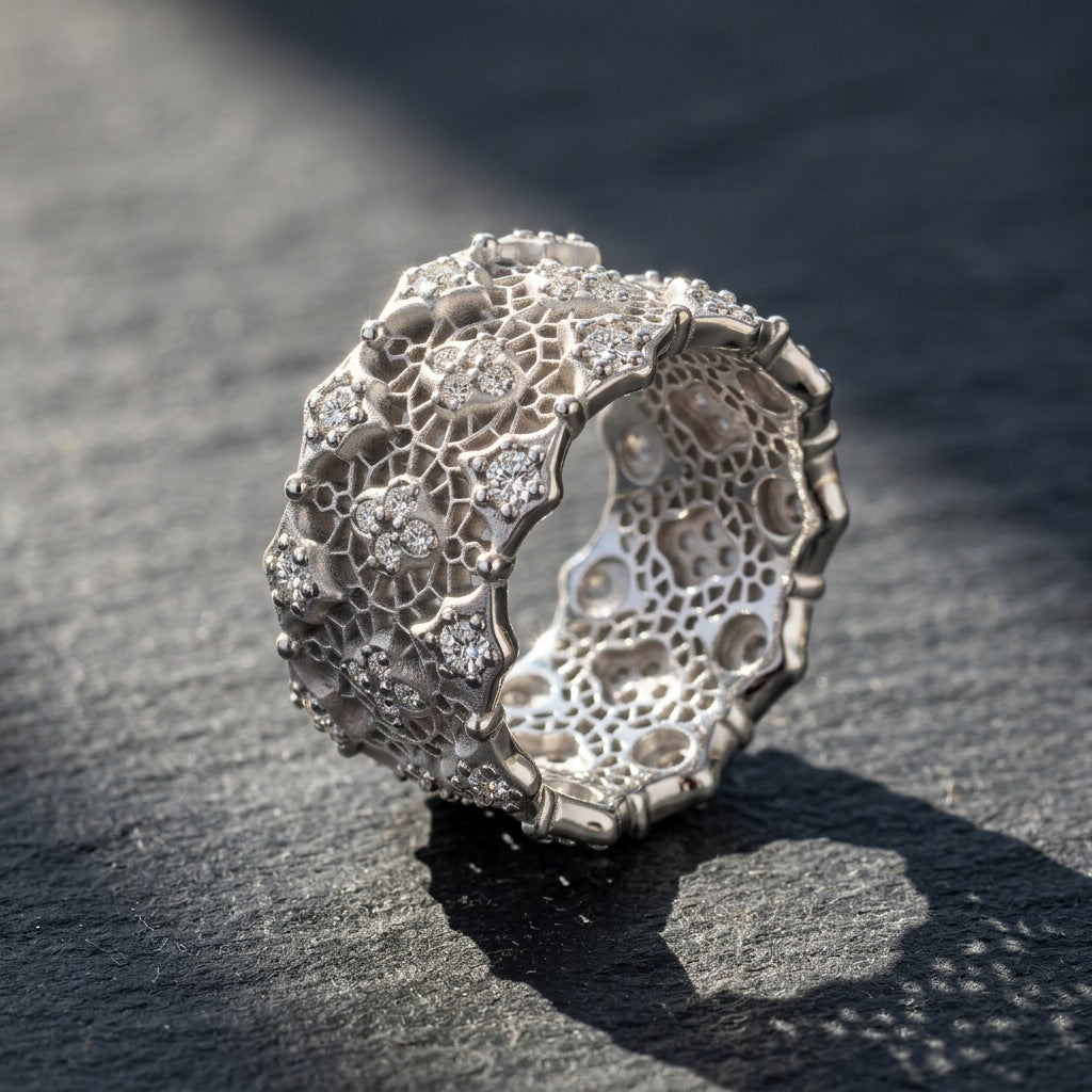 925 Silver Lace Ring | Moissanite or CZ
