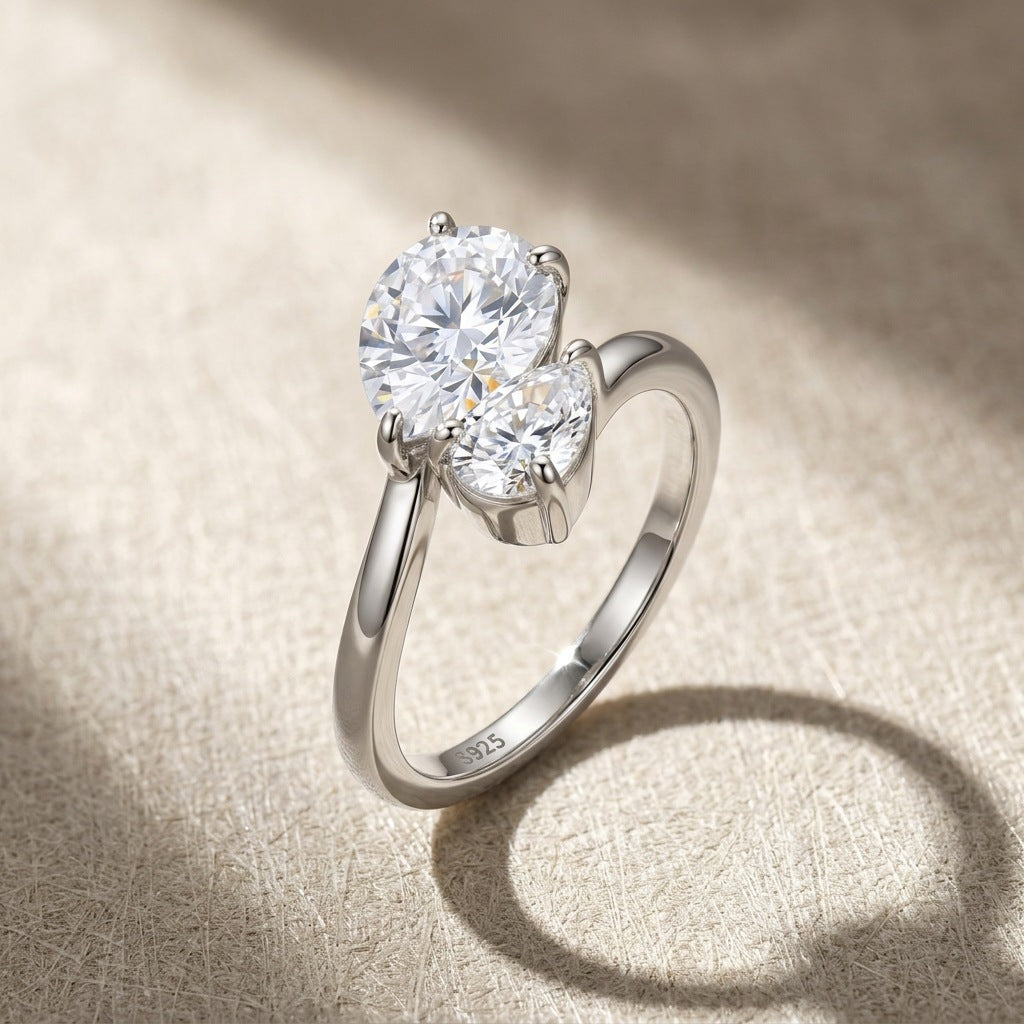 925 Silver Fashion Pear Ring | Moissanite or CZ