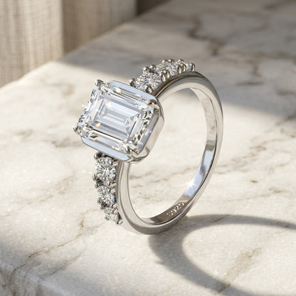 925 Silver Light Luxury 3CT Emerald Ring | Moissanite or CZ