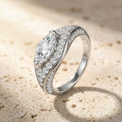 925 Silver Fashion Marquise Ring | Moissanite or CZ