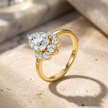 925 Silver Unique 7x9mm Ring | Moissanite or CZ