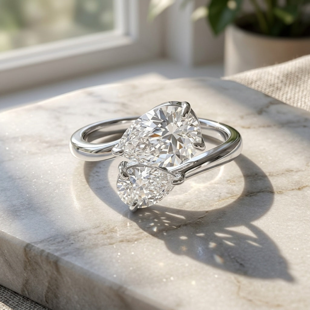 925 Silver Fashion Pear Ring | Moissanite or CZ