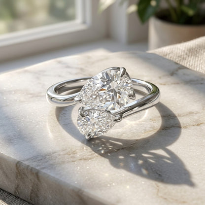 925 Silver Fashion Pear Ring | Moissanite or CZ