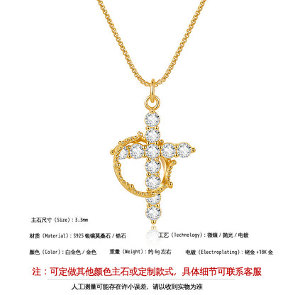 925 Silver Luxury Cross Necklace | Moissanite or CZ | Wholesale