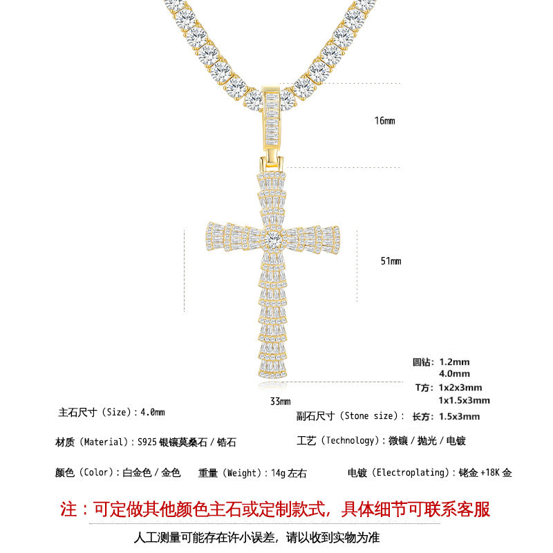925 Silver Trendy Cross Necklace | Moissanite or CZ | Wholesale