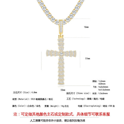 925 Silver Trendy Cross Necklace | Moissanite or CZ | Wholesale