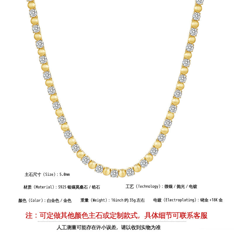 925 Silver 4-Prong Hip-Hop Necklace | Moissanite or CZ | Wholesale