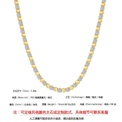 925 Silver 4-Prong Hip-Hop Necklace | Moissanite or CZ | Wholesale