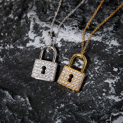 925 Silver Micro-Inlaid Love Lock Necklace | Moissanite or CZ | Wholesale