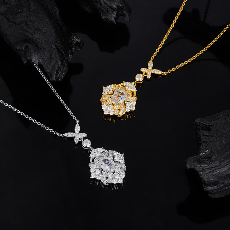 925 Silver Vintage Lock Necklace | Moissanite or CZ | Wholesale
