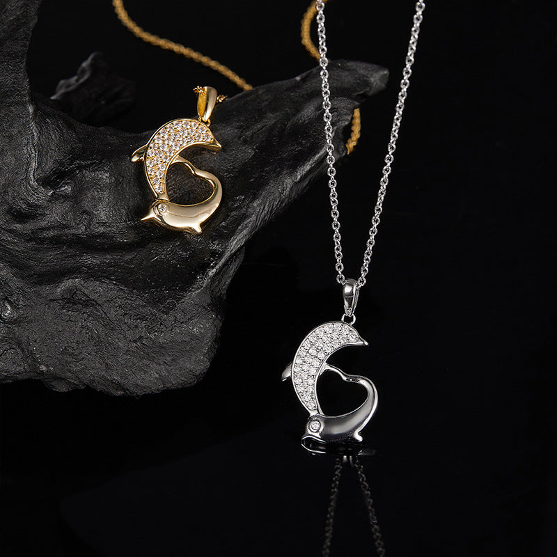 925 Silver Niche Dolphin Necklace | Moissanite or CZ | Wholesale