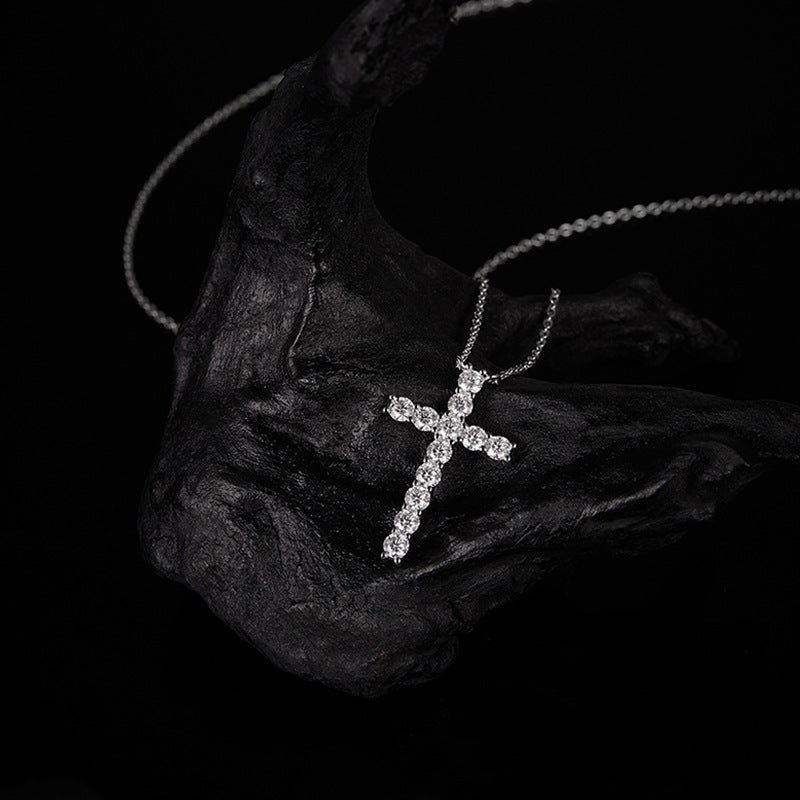 925 Silver Full Diamond Cross Necklace | Moissanite or CZ | Wholesale