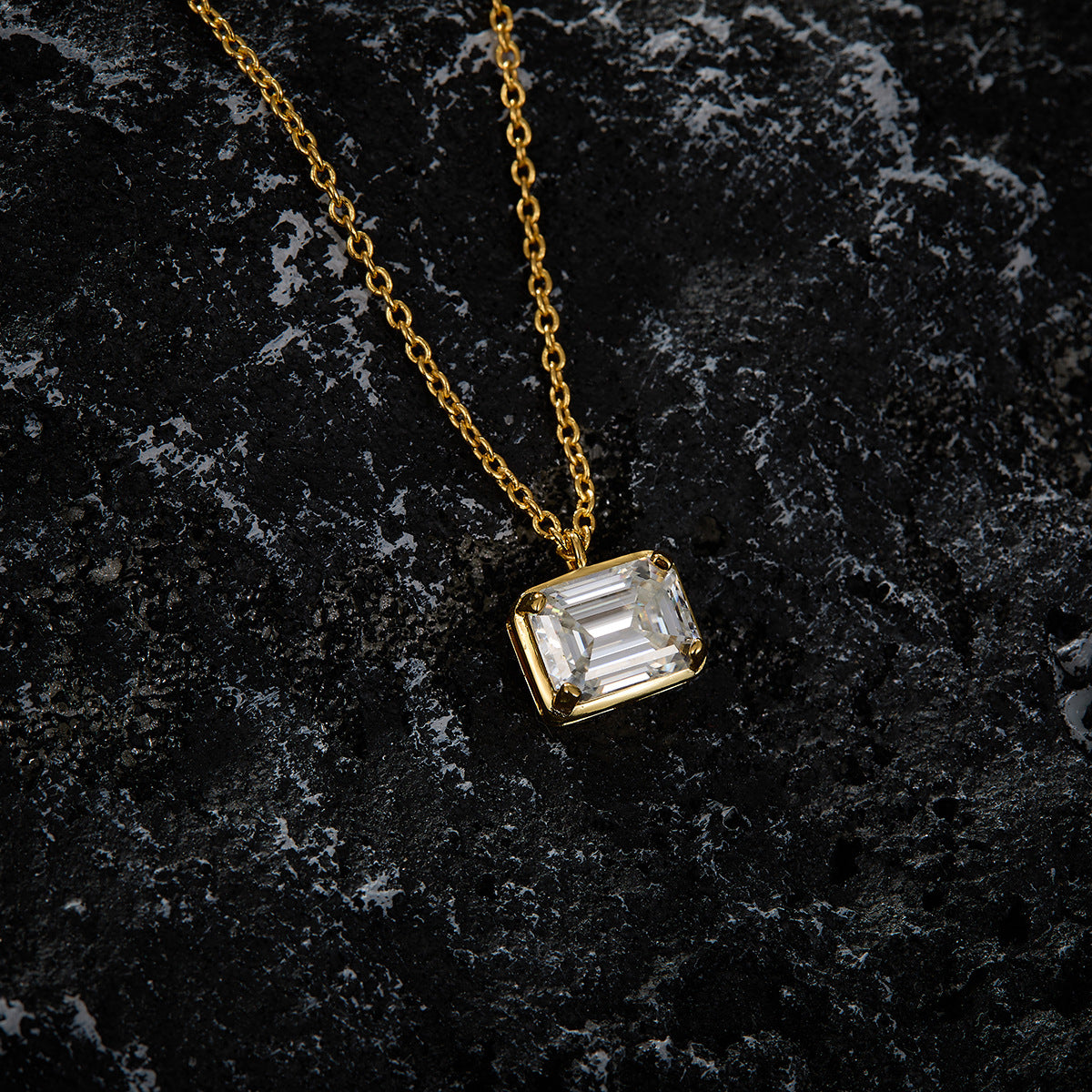 925 Silver Niche Square Necklace | Moissanite or CZ | Wholesale
