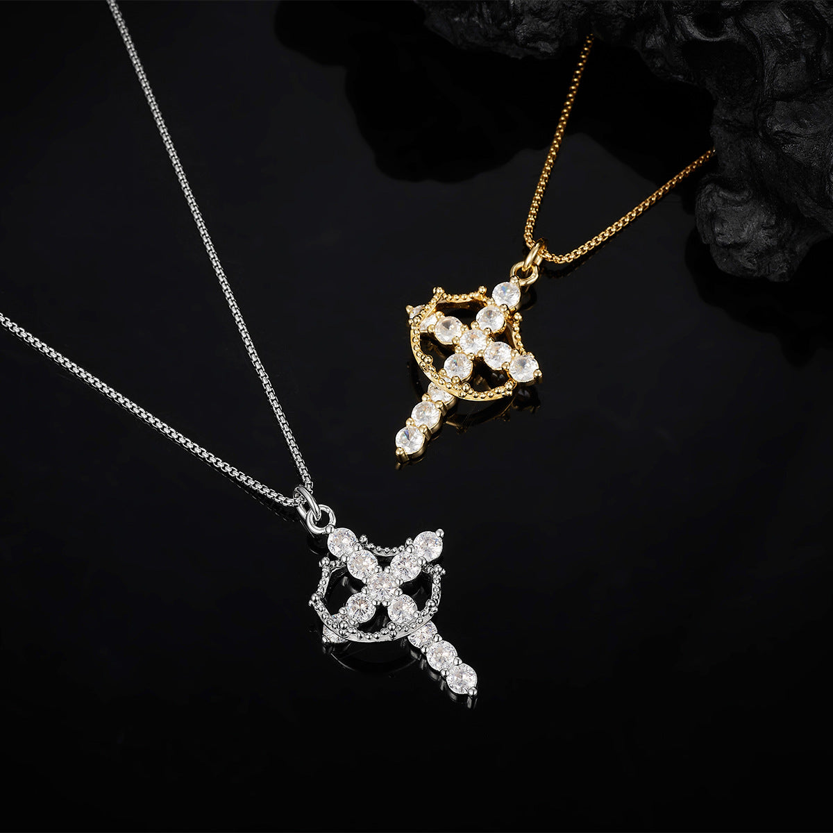 925 Silver Premium Cross Necklace | Moissanite or CZ | Logo Engrave | Wholesale
