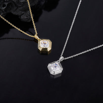 925 Silver Minimalist Square Necklace | Moissanite or CZ | Wholesale