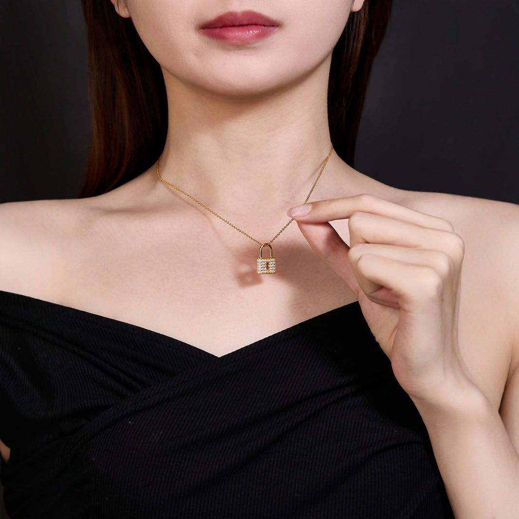 925 Silver Micro-Inlaid Love Lock Necklace | Moissanite or CZ | Wholesale