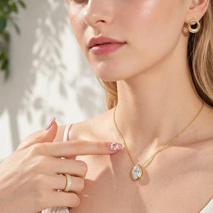925 Silver Light Luxury Marquise Necklace | Moissanite or CZ | Wholesale