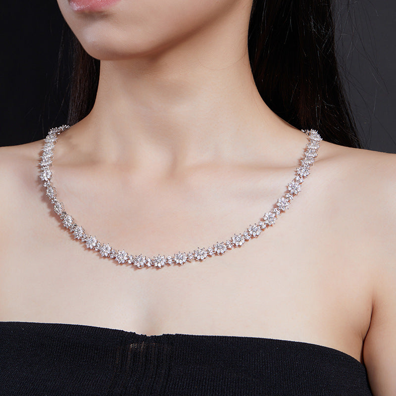 925 Silver Fashion Sunflower Necklace | Moissanite or CZ | Wholesale