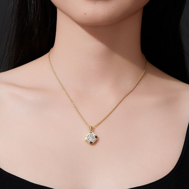 925 Silver Minimalist Square Necklace | Moissanite or CZ | Wholesale