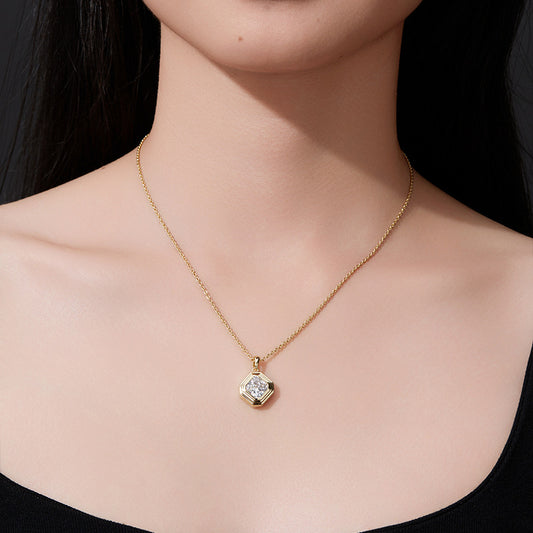 925 Silver Minimalist Square Necklace | Moissanite or CZ | Wholesale