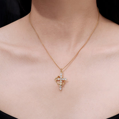 925 Silver Premium Cross Necklace | Moissanite or CZ | Logo Engrave | Wholesale