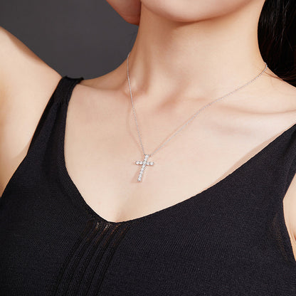 925 Silver Full Diamond Cross Necklace | Moissanite or CZ | Wholesale
