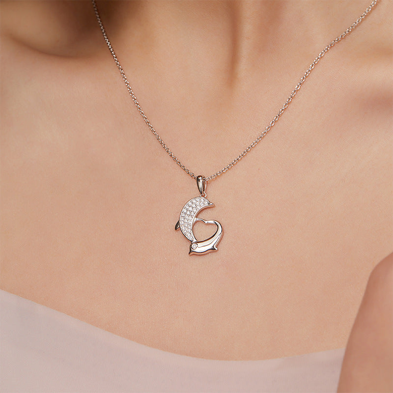 925 Silver Niche Dolphin Necklace | Moissanite or CZ | Wholesale