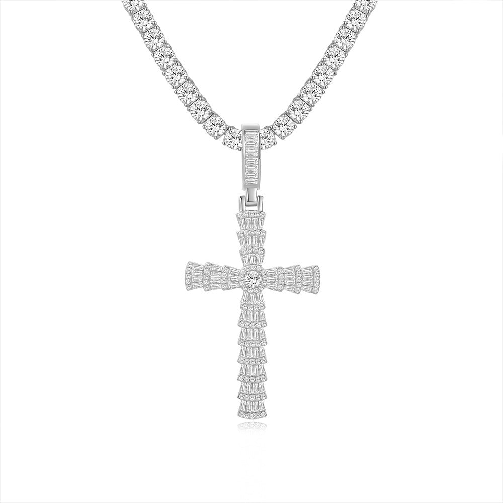925 Silver Trendy Cross Necklace | Moissanite or CZ | Wholesale
